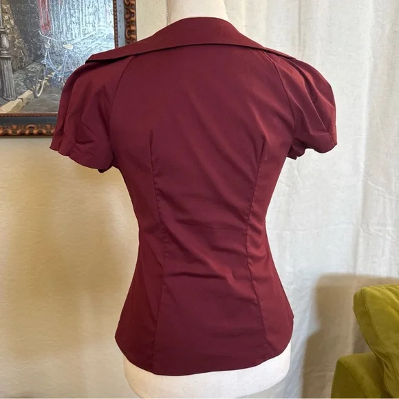 Vintage Prada 2009 Women’s Blouse Deep Burgundy Quiet Luxury Minimalist Sz 2 4 - Picture 5 of 12